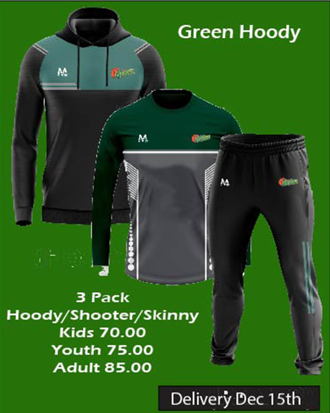 Steelers 3 Pack - Green Hoody/Shooter/Skinny